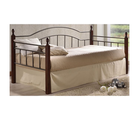 VINCENT Daybed Κρεβάτι Μονό Μέταλλο Βαφή Μαύρο, Ξύλο Καρυδί