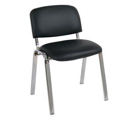 SIGMA Καρέκλα Στοιβαζόμενη Γραφείου Επισκέπτη, Χρώμιο, PVC Μαύρο