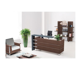 PROLINE Reception - Γραφείο Απόχρωση Καρυδί Δρυς - Μαύρο