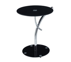 RAVEL Τραπεζάκι Βοηθητικό Χρώμιο - Γυαλί Μαύρο Tempered