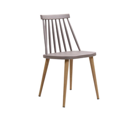 LAVIDA Καρέκλα Τραπεζαρίας Κουζίνας, Μέταλλο Βαφή Φυσικό PP Sand Beige