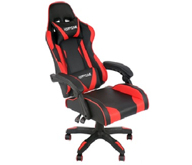 ΚΑΡΕΚΛΑ ΓΡΑΦΕΙΟΥ GAMING ΜΕ ΜΠΡΑΤΣΑ -ΕΠΙΦΑΝΕΙΑ PVC- ΚΟΚΚΙΝΟ ΜΑΥΡΟ