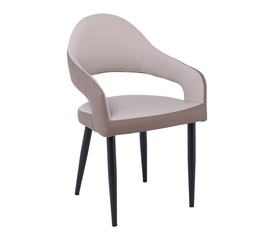 MODUS Πολυθρόνα Μέταλλο Βαφή Μαύρο, Pu Ανοιχτό-Σκούρο Cappuccino