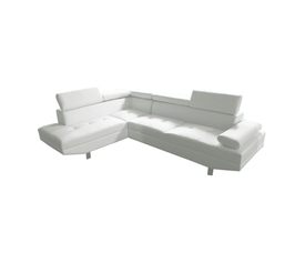 SECTOR Καναπές Σαλονιού Δεξιά Γωνία, Ανακλινόμενα Κεφαλάρια, Pu Άσπρο