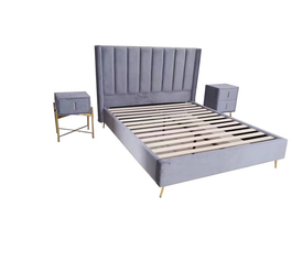 PASSION  Κρεβάτι Διπλό για Στρώμα 160x200cm, Ύφασμα Velure Απόχρωση Γκρι