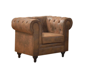 CHESTERFIELD York Πολυθρόνα Σαλονιού - Καθιστικού, Ύφασμα Απόχρωση Καφέ Camel