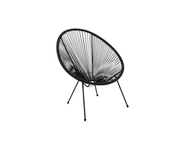 ACAPULCO Πολυθρόνα Μέταλλο Βαφή Μαύρο, Plastic Rattan Μαύρο