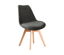 MARTIN Καρέκλα Οξιά Φυσικό, Ύφασμα Γκρι, Μονταρισμένη Ταπετσαρία