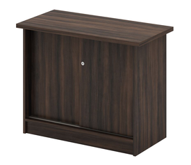 ΝΤΟΥΛΑΠΙ-Α Γραφείου Πλαϊνό, 2 Φύλλα Συρόμενα, 2 Ράφια, Απόχρωση Σκούρο Καρυδί