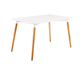 ART Τραπέζι Τραπεζαρίας Κουζίνας, Άσπρο MDF, Πόδια Οξιά Φυσικό