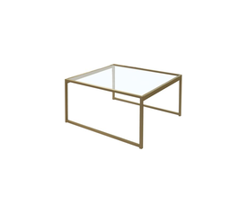 TOLEDO Τραπεζάκι Σαλονιού Καθιστικού, Μέταλλο Βαφή Χρυσό, Γυαλί Clear Tempered