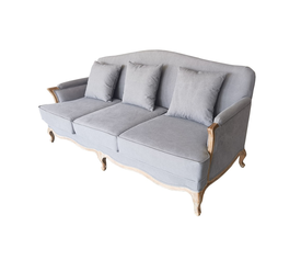 ΚΑΝΑΠΕΣ 2Θ  ΜΕ ΜΑΞΙΛΑΡΙΑ ΓΚΡΙ LINEN-COTTON ΞΥΛΟ ΟΞΙΑ ΑΝΤΙΚΕ 206X93,5Χ95cm