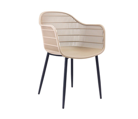 BERRY Πολυθρόνα Μέταλλο Βαφή Μαύρο, PP-UV Tortora