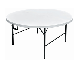 ΤΡΑΠΕΖΙ ΜΕΤΑΛΛΙΚΟ CATERING ΣΤΡΟΓΓΥΛΟ ΠΤΥΣΣΟΜΕΝΟ ΛΕΥΚΟ Ø160xH74cm