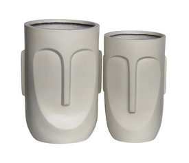 FLOWER POT-TOTEM Set 2 τεμαχίων, Cement Απόχρωση Sand Brown