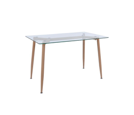 OLSEN Τραπέζι Τραπεζαρίας Κουζίνας - Μέταλλο Βαφή Φυσικό - Γυαλί Clear