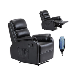 COMFORT Massage Πολυθρόνα Relax, Σαλονιού - Καθιστικού, PU Μαύρο