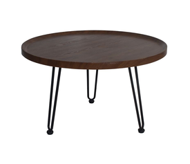 MATRIX Τραπεζάκι Σαλονιού Καθιστικού, Μέταλλο Βαφή Μαύρο, Ξύλο Καρυδί