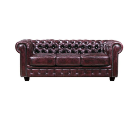CHESTERFIELD Birmingham Καναπές 3Θέσιος Σαλονιού Καθιστικού, Δέρμα Antique Red