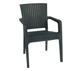 LORA Πολυθρόνα Κήπου Στοιβαζόμενη, PP (Rattan Look) Απόχρωση Ανθρακί