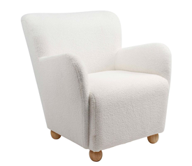 AROMA Πολυθρόνα - Μπερζέρα, Teddy Ύφασμα Άσπρο