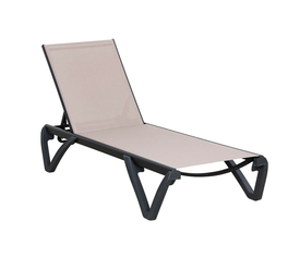 CAPRI K/D Ξαπλώστρα Αλουμίνιο Μαύρο, PP-UV Μαύρο - Textilene Cappuccino