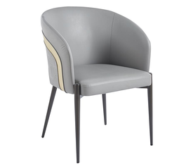 LENA Πολυθρόνα Μέταλλο Βαφή Μαύρο, Pu Ανοιχτό Γκρι