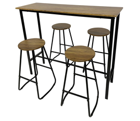PUB Set Bar Τραπέζι + 4 Σκαμπό, Μέταλλο Βαφή Ανθρακί - Antique Brown