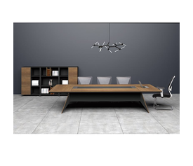 PROLINE Τραπέζι Συνεδρίου Απόχρωση Καρυδί Δρυς - Μαύρο