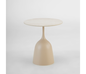 EARTH COFFEE TABLE BEIGE ΜΕ ΟΨΗ ΜΑΡΜΑΡΟΥ 50x50x54.5cm