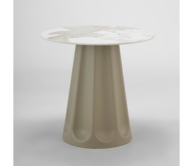VELLUM ΤΡΑΠΕΖΙ BEIGE ΜΕ ΟΨΗ ΜΑΡΜΑΡΟΥ 80x80x76.5cm