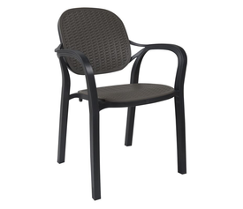 LUNA Πολυθρόνα Κήπου - Βεράντας Στοιβαζόμενη ,PP Απόχρωση Ανθρακί (Rattan Look)