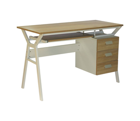 UNIT Γραφείο Η/Υ Μέταλλο Βαφή Άσπρο, Melamine Απόχρωση Sonoma