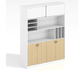 THESIS Βιβλιοθήκη Γραφείου, 2 Ράφια, 2 Ντουλάπια Δίφυλλα & 1 επάλληλο, Απόχρ.Beech -Άσπρο