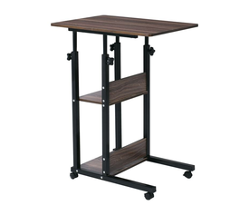 LIFT Βοηθητικό Τραπεζάκι Μέταλλο Βαφή Μαύρο, Melamine Απόχρωση Σκούρο Καρυδί