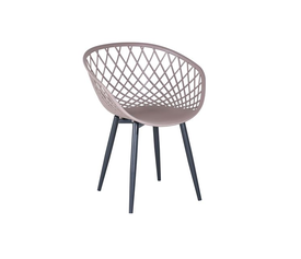 REX Πολυθρόνα Μέταλλο Βαφή Μαύρο, PP-UV Sand Beige