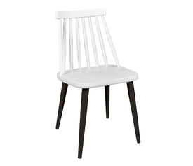 LAVIDA Καρέκλα Τραπεζαρίας Κουζίνας, Μέταλλο Βαφή Μαύρο, PP Άσπρο