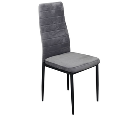JETTA Καρέκλα Τραπεζαρίας Κουζίνας, Μέταλλο Βαφή Μαύρο Ύφασμα Velure Γκρι (Συσκ.6)