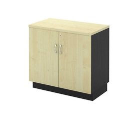 ΝΤΟΥΛΑΠΙ Χαμηλό Γραφείου Δίφυλλο με 2 Ράφια, Απόχρωση Dark Grey - Beech