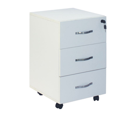 UNIT Συρταριέρα Γραφείου, 3 Συρτάρια, Τροχήλατη, Melamine Απόχρωση Άσπρο
