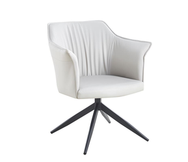 EVELYN Πολυθρόνα Περιστρεφόμενη, Μέταλλο Βαφή Μαύρο, Pu Γκρι-Μπεζ