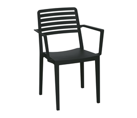 NOLA Πολυθρόνα Τραπεζαρίας Κήπου Στοιβαζόμενη, PP - UV Protection, Απόχρωση Μαύρο