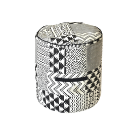 ISLAND ΠΟΥΦ 40x40x45 ΥΦΑΣΜΑ ΜΑΥΡΟ ΛΕΥΚΟ