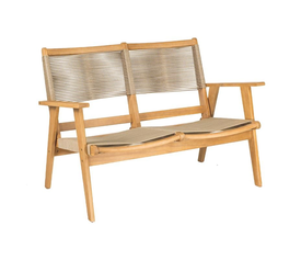 COFFEE Living Καναπές 2θέσιος Καθιστικού Βεράντας-Κήπου, Ακακία Φυσικό-Rope Wicker Μπεζ