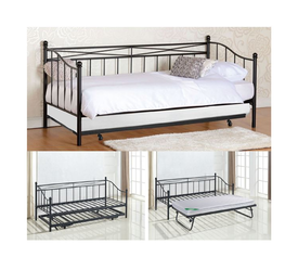 MARIN Daybed Κρεβάτι (90x190) + Βοηθητικό Κρεβάτι (85x185) Μέταλλο Βαφή Μαύρο