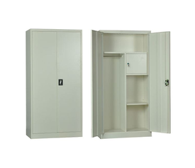 ΝΤΟΥΛΑΠΑ Δίφυλλη - Εσωτερικό Ντουλάπι, 3 Ράφια, Θέσεις για Κρεμάστρες, Μέταλλο Βαφή Άσπρο