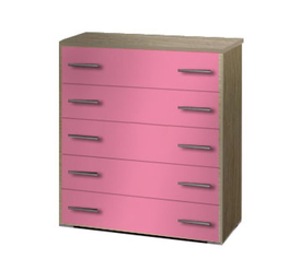 Συρταριέρα παιδική 5 συρτ. 80cm δρυς-ροζ