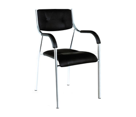 ALPHA Πολυθρόνα Γραφείου Επισκέπτη, Χρώμιο, Pu Μαύρο