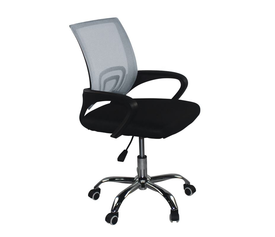 BF2101-F Πολυθρόνα Γραφείου χωρίς Ανάκλιση, Μέταλλο Χρώμιο Mesh Γκρι - Μαύρο