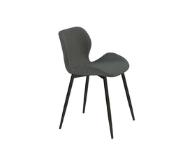 LILIAN Καρέκλα Τραπεζαρίας Μέταλλο Βαφή Μαύρο, Ύφασμα Σκούρο Γκρι